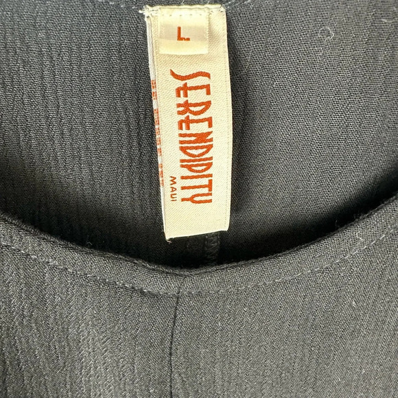 Serendipity Maui Women's Top Size Large Black Rayon Cropped Layered Lagenlook - Picture 6 of 7